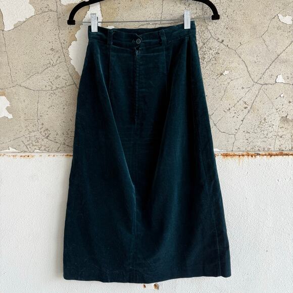 Vtg 90s Midi Skirt Teal Velvel A Line High Waist Casual Corner Womens XS Holiday - Picture 4 of 9
